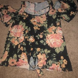 “threads studio” cold shoulder, floral blouse